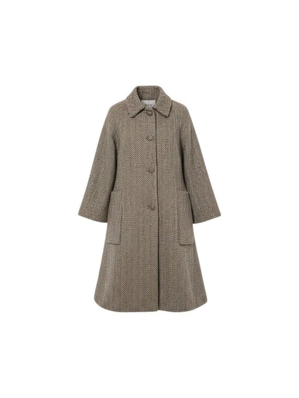 Max Mara End Soutien Collar Coat Wool Herringbone Pattern Brown 40
